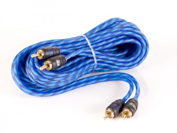 5m 2 CH RCA Kabel transparent blue kurze Stecker