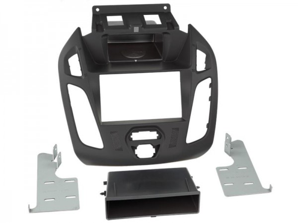 2-DIN Radioblende Ford Transit / Tourneo Connect (mit Fach) schwarz