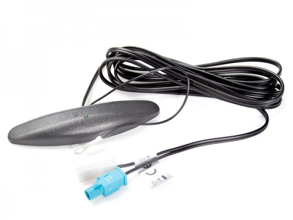 Glasklebe Antenne AM/FM aktiv FAKRA blau Stecker