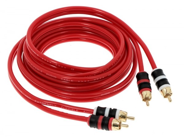3m 2-Kanal Cinch RCA Kabel rot kurze Stecker