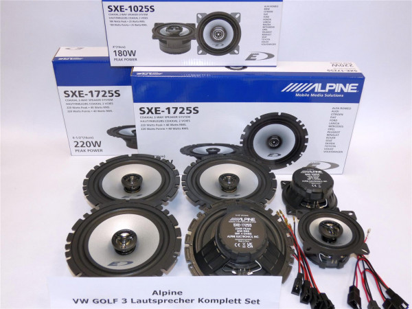Alpine Lautsprecher passend für Golf 3 Komplett-Set vorne und hinten
