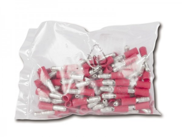 Rundstecker rot, Kabel 0,5 - 1,5qmm, 100er Pack