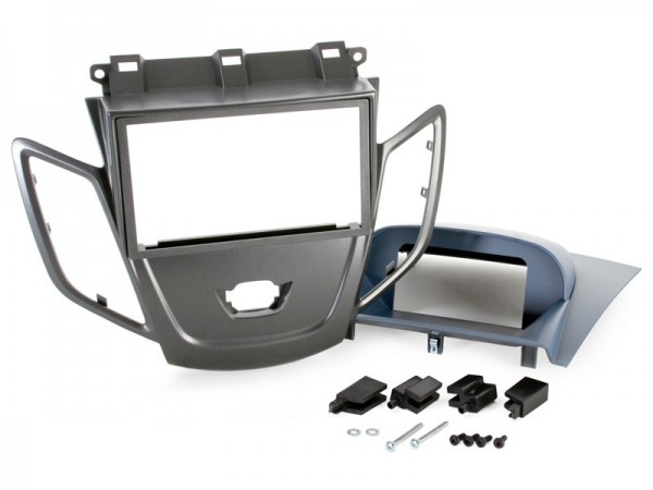 Radioblende Ford Fiesta ab 2008 2DIN graumetal Display blau