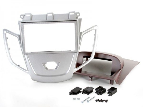 Radioblende FORD Fiesta (JA8) ab 2008-18 2DIN silber matt Display bordeaux