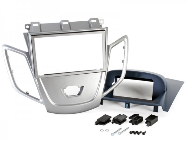 Radioblende FORD Fiesta (JA8) ab 2008-18 2DIN silber matt Display blau