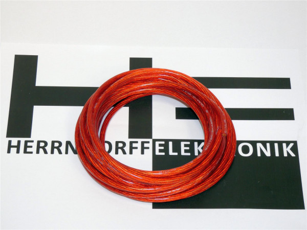 Kupfer Stromkabel 6 mm² - rot transparent - 5 Meter Stück