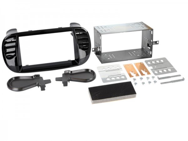 2-DIN Radioblende Fiat 500 / 500C > piano schwarz