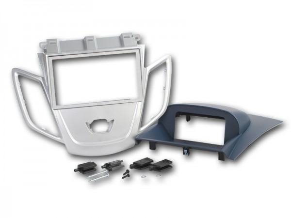 Radioblende FORD Fiesta (JA8) ab 2008-18 2DIN silber Display blau