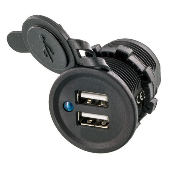 Ampire Dual-USB-Ladegerät 12V/24V > USB, Dual 3.1A mit Gehäuse