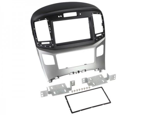 2-DIN Radioblende Hyundai H1 2015-> schwarz/silber mit Uhr