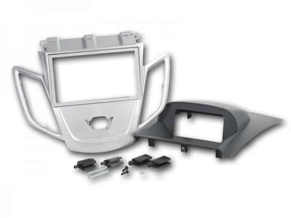 Radioblende FORD Fiesta (JA8) ab 2008-18 2DIN silber Display grau