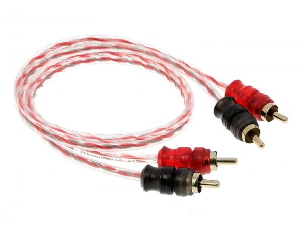 0,5 m 2-Kanal Cinch RCA Kabel transparent rot kurze Stecker