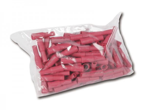 Rundsteckhülse rot, Kabel 0,5 - 1,5qmm, 100er Pack