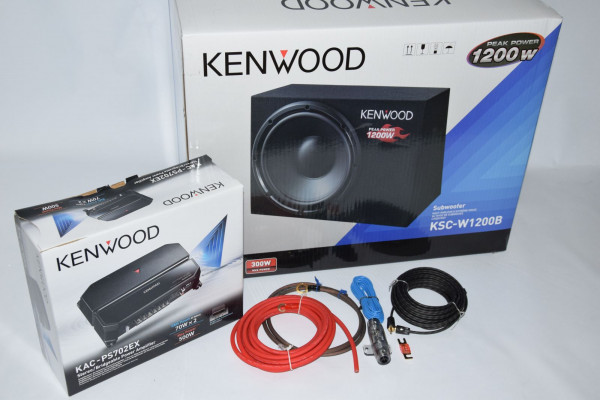 Kenwood KSC-W1200B und KAC-PS702EX mit Kupferkabelset