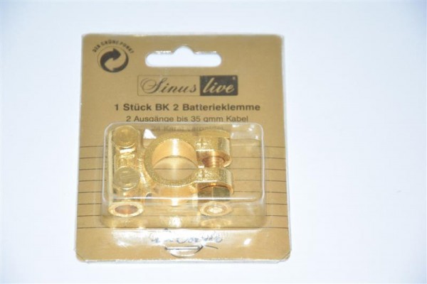 Sinuslive Batterieklemme vergoldet für Pluspol (+)