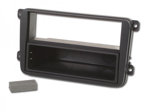 Radioblende VW Golf VI ab 2008, Polo ab 2009 2DIN mit Fach grau